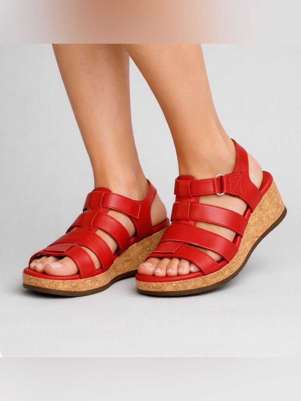 Clarks Collection Red Cork
Wedge Sandals Size 8.5M
Comfortable Strappy Platform